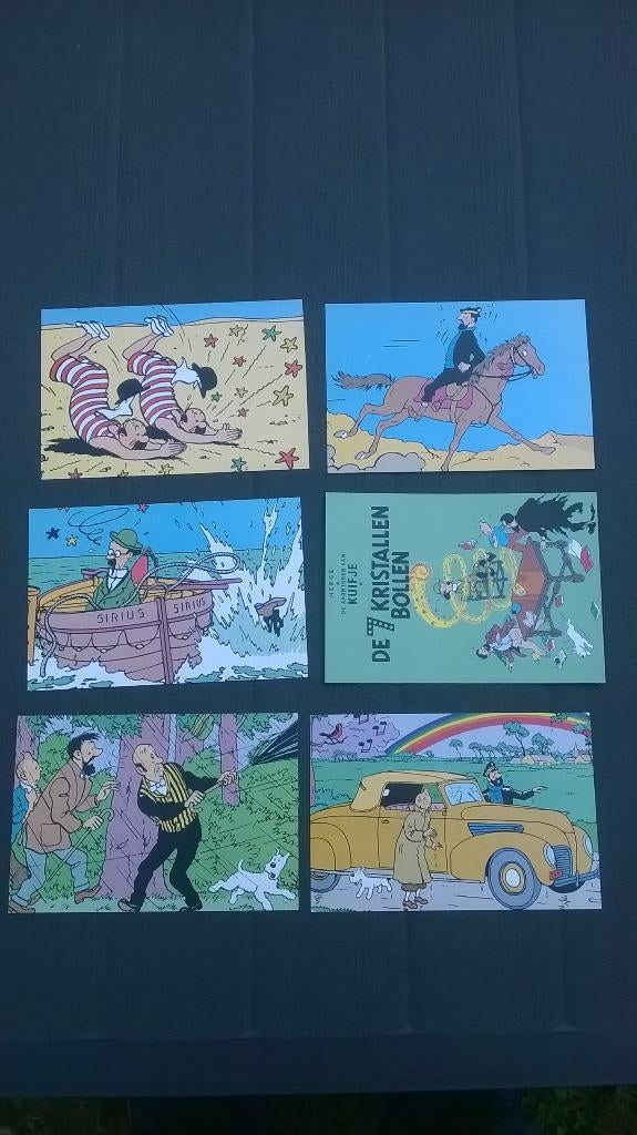 Kuifje: 6 postkaarten, Ophalen of Verzenden, Zo goed als nieuw, Meerdere stripboeken, Herge