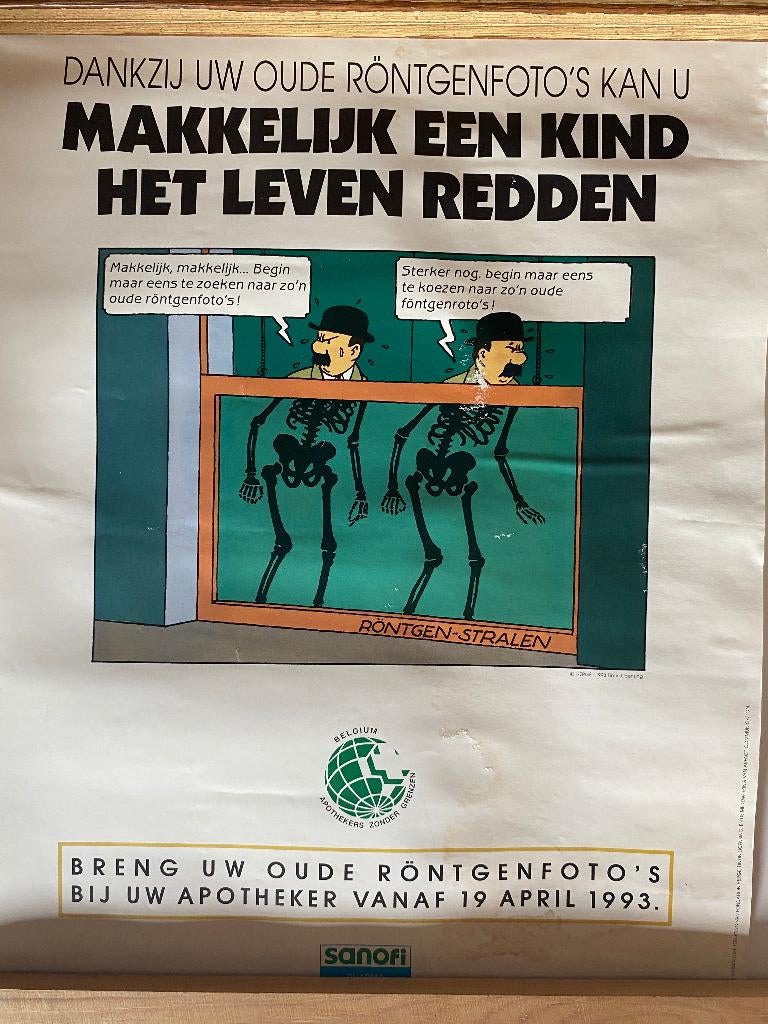 Poster Jansen en Janssen Rontgenfoto, Gelezen, Eén stripboek, Ophalen of Verzenden, Hergé