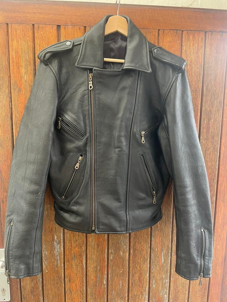 Leren motorjas , maat L—> pasmaat medium, caferacer, Ton-up, Ophalen, Tweedehands