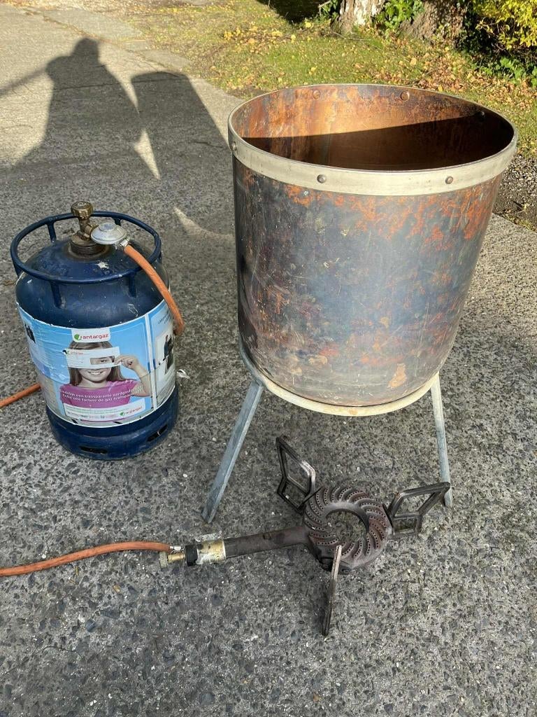 Lot cuve en cuivre BioDynamie Services + réchaud gaz, Huis en Inrichting, Keuken | Potten en Pannen, Gebruikt, Overige typen, Overige materialen