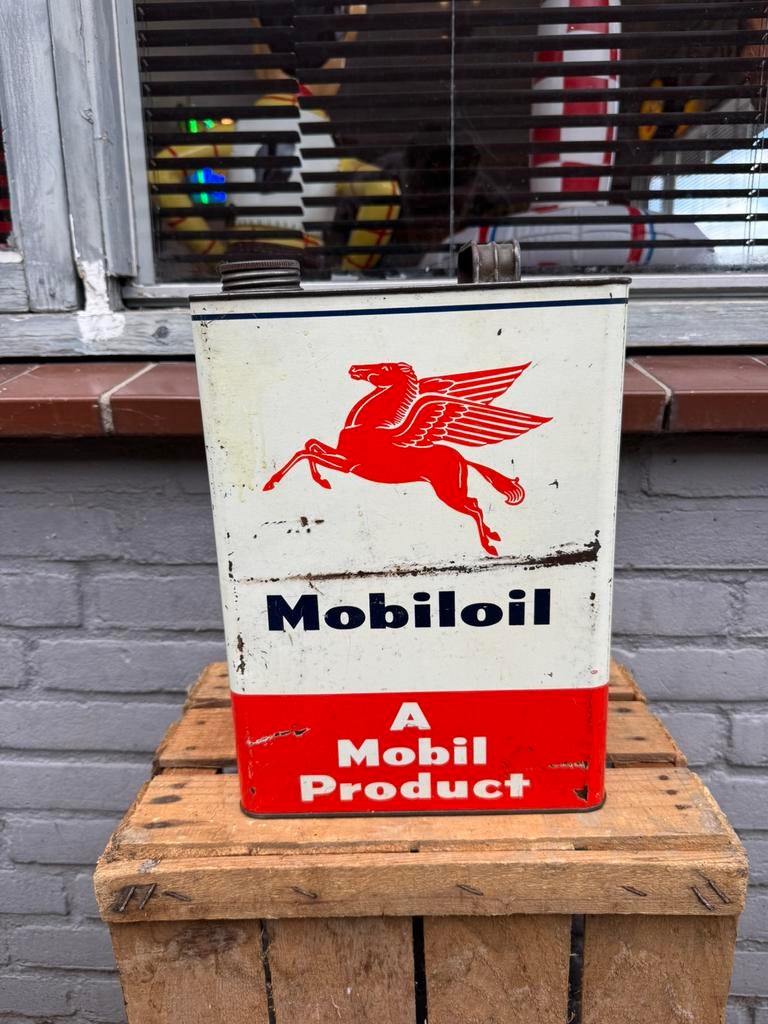 Grand bidon d'huile Mobiloil de 5 litres, Collections, Enlèvement ou Envoi, Utilisé, Emballage