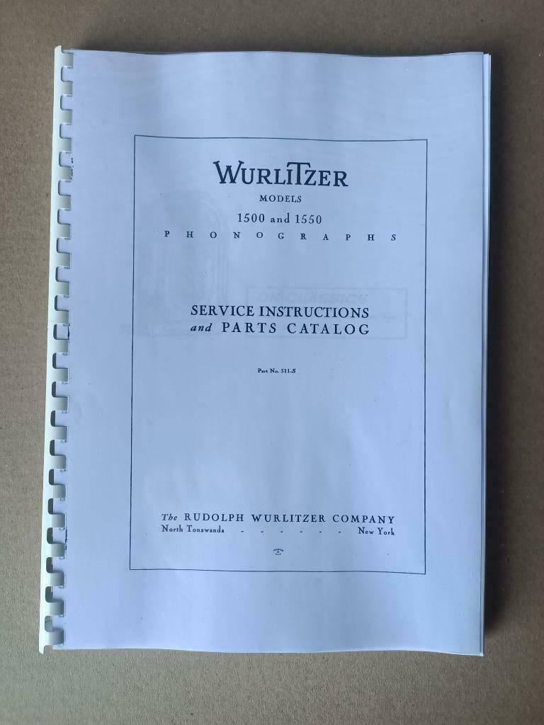 Service Manual: Wurlitzer 1500/1550 (1952) jukebox nieuw !!!, Verzenden, Wurlitzer