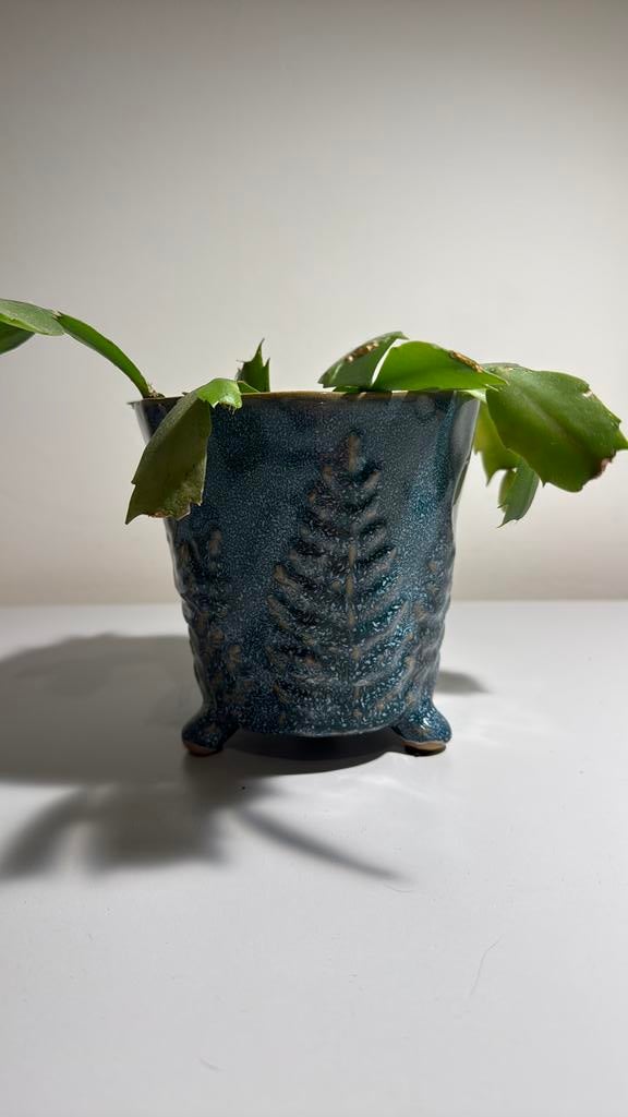 Pot de fleurs en céramique bleu, Jardin & Terrasse, Enlèvement, Comme neuf