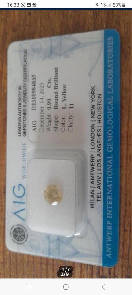 Véritable diamant jaune, neuf original de 0,90 carats, Bijoux, Sacs & Beauté, Bagues, Enlèvement ou Envoi, Jaune
