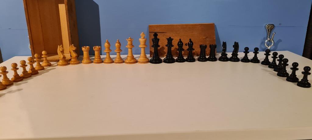 schaakstukken vintage houten schaakstukken, Ophalen of Verzenden