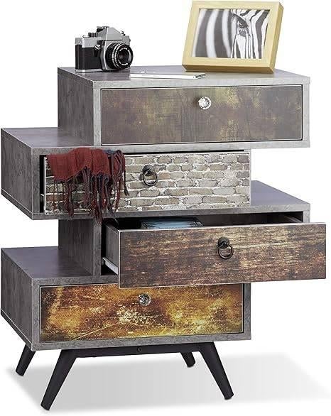 Vintage commode met 4 offset laden | GRATIS LEVERING, Kinderen en Baby's, Kinderkamer | Commodes en Kasten, Nieuw, Commode, Verzenden