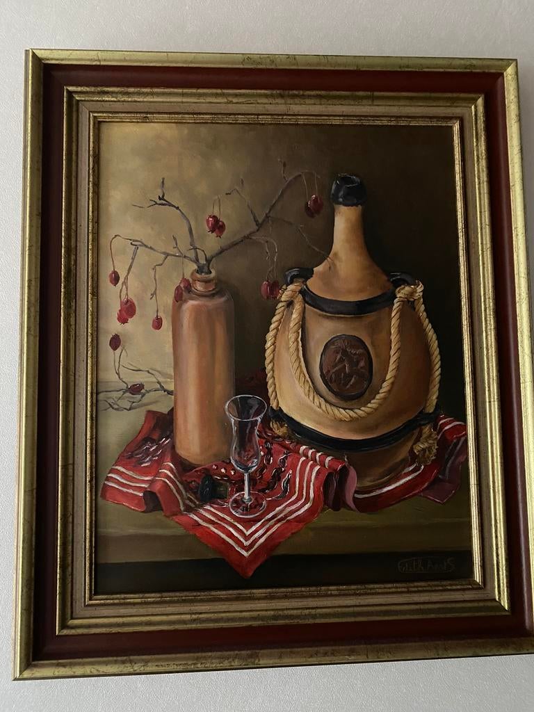 Mooi groot schilderij van bessenjenever, Antiek en Kunst, Ophalen of Verzenden