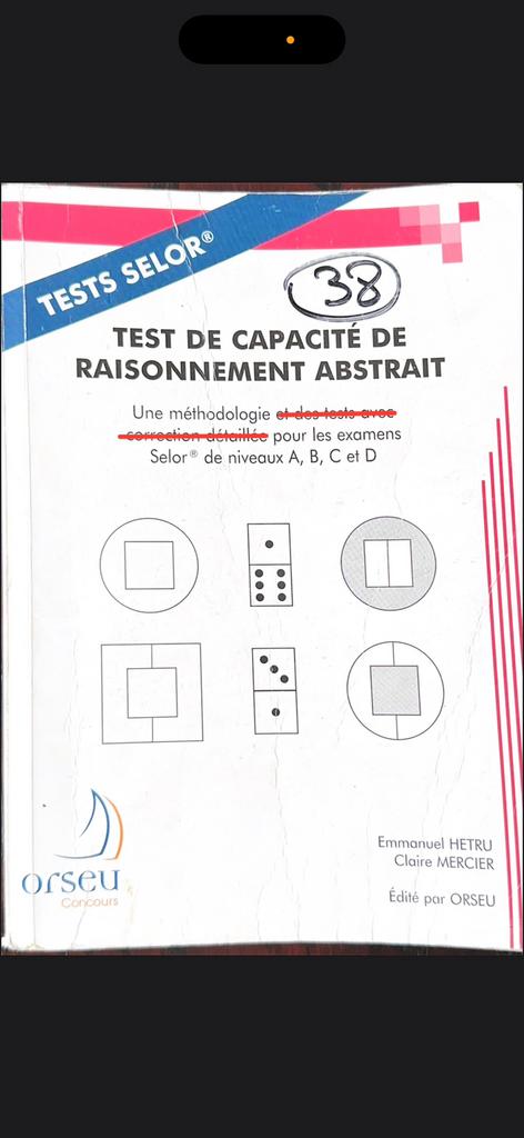 Theorie "Test voor abstract redeneren" - Selor (PDF), Boeken, E-books, Overige onderwerpen, Emmanuel Hetru er Claire Mercier