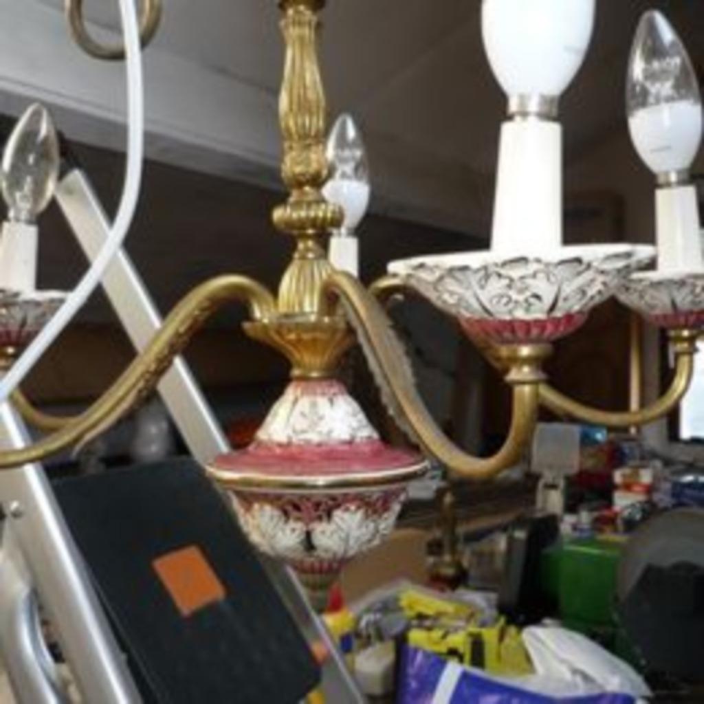 Lustre à 5 branches, Maison & Meubles, Enlèvement, Utilisé, Métal