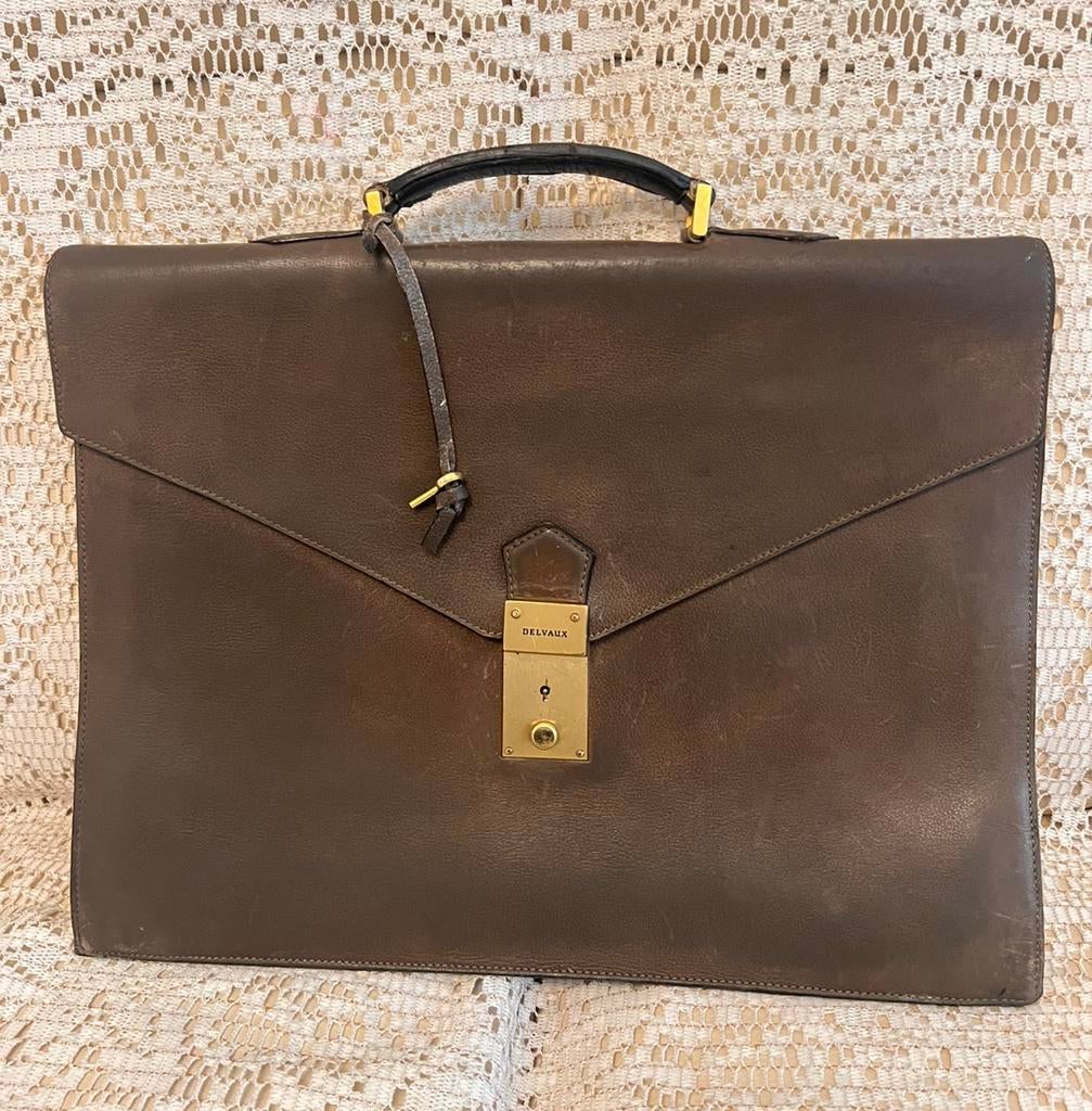 Bruine leren tas van DELVAUX, Ophalen of Verzenden