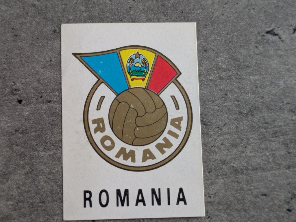 PANINI WK 1970 MEXICO BADGE ROMANIA ORIGINEEL VOETBAL, Hobby en Vrije tijd, Stickers en Plaatjes, Zo goed als nieuw, Sticker, Verzenden