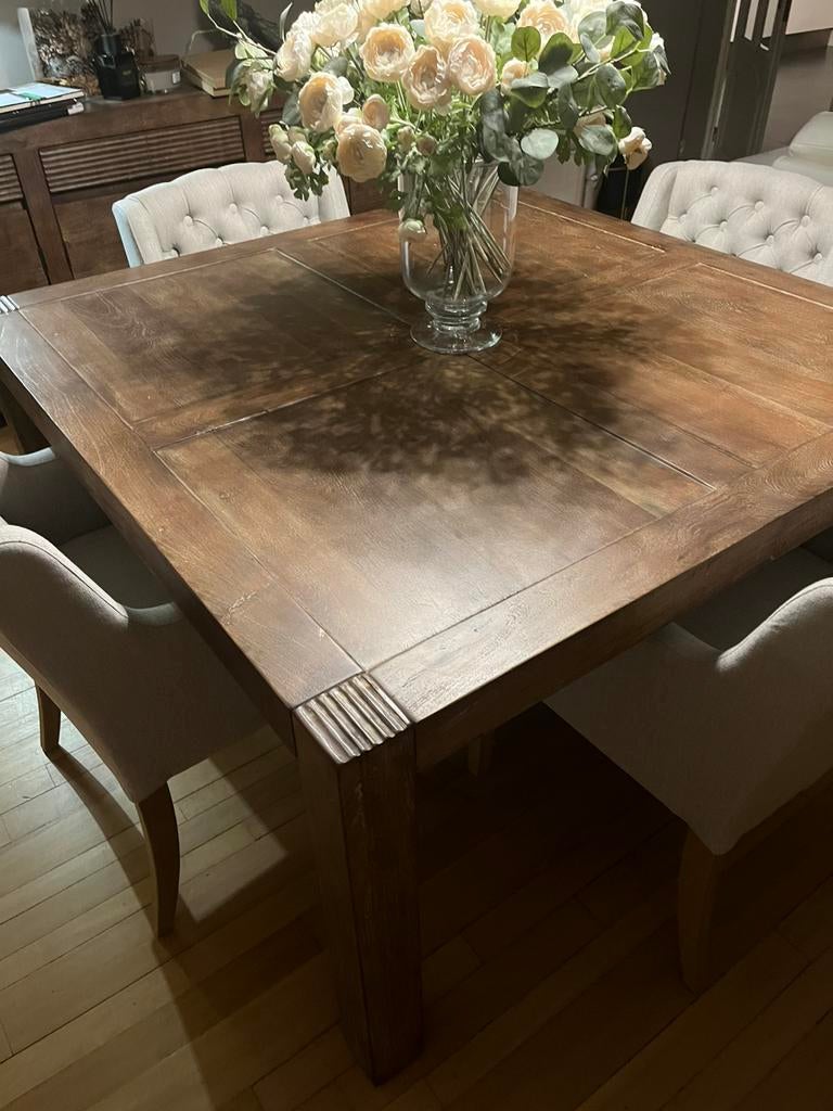 Table carrée + dressoir en bois asiatique, Enlèvement, Utilisé