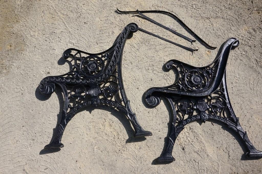 Set gietijzeren tuinbank steunen, meerdere beschikbaar, Tuin en Terras, Ophalen, Zo goed als nieuw, Metaal