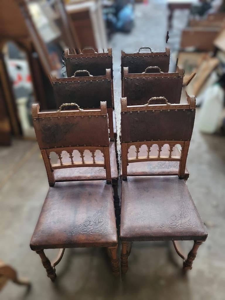 Lot de 6 chaises anciennes en bois massif, Antiquités & Art, Enlèvement