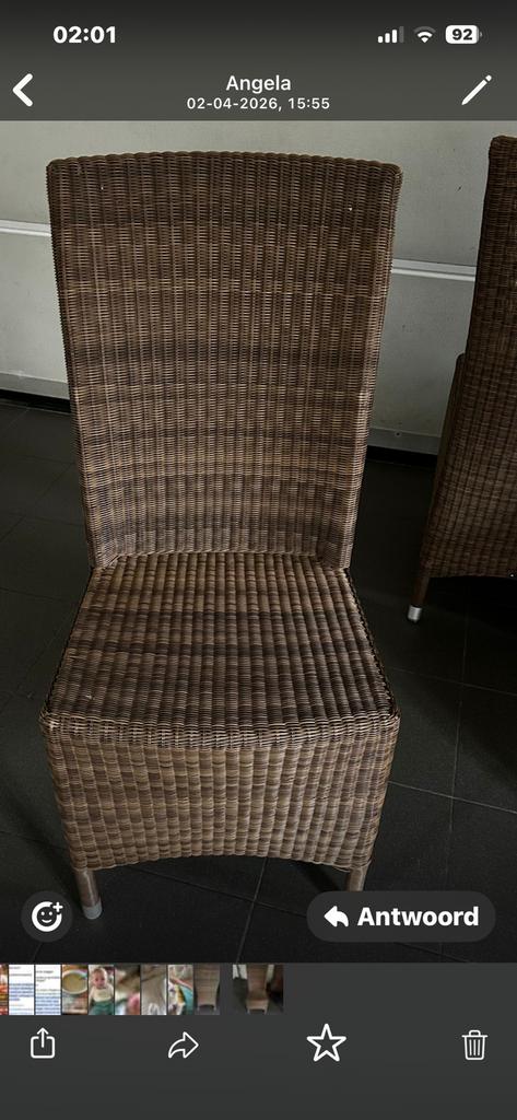 4 mooie rieten stoelen 80 euro of doe een goed bod, Huis en Inrichting, Stoelen, Bruin, Riet of Rotan, Zo goed als nieuw, Vier