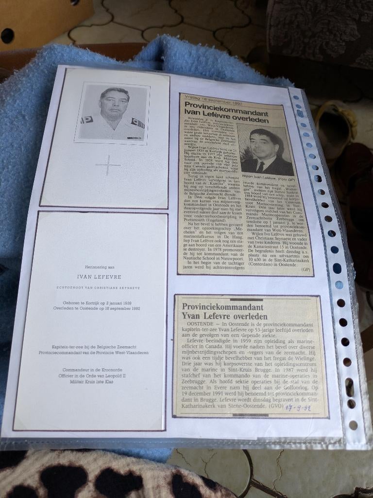 Dp Ivan lefevre, Verzamelen, Bidprentjes en Rouwkaarten, Ophalen of Verzenden, Bidprentje