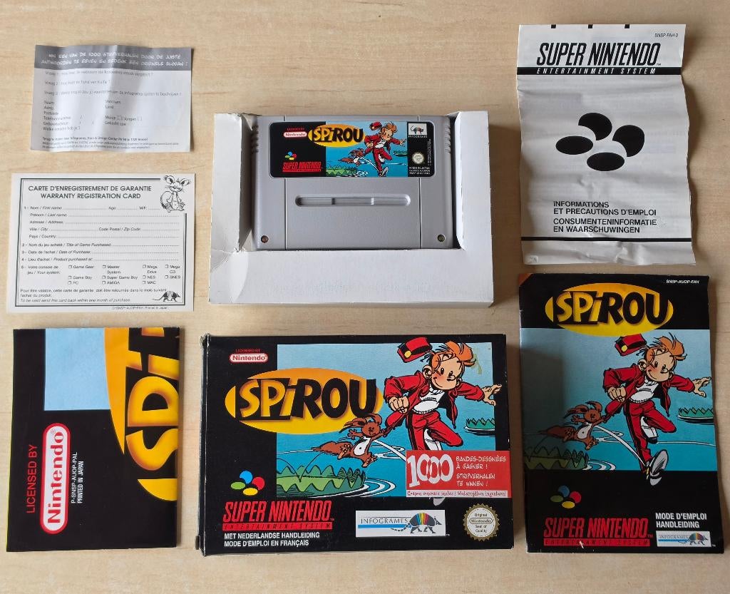 SNES Spirou - Robbedoes ( Super Nintendo ) PAL, Avontuur en Actie, Gebruikt, 1 speler, Eén computer