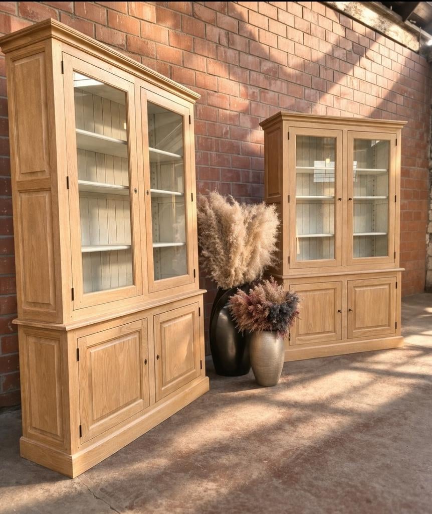 2x eiken buffetkast/vitrinekast art:94/26, Huis en Inrichting, Ophalen, 100 tot 150 cm, Eikenhout, Belgie