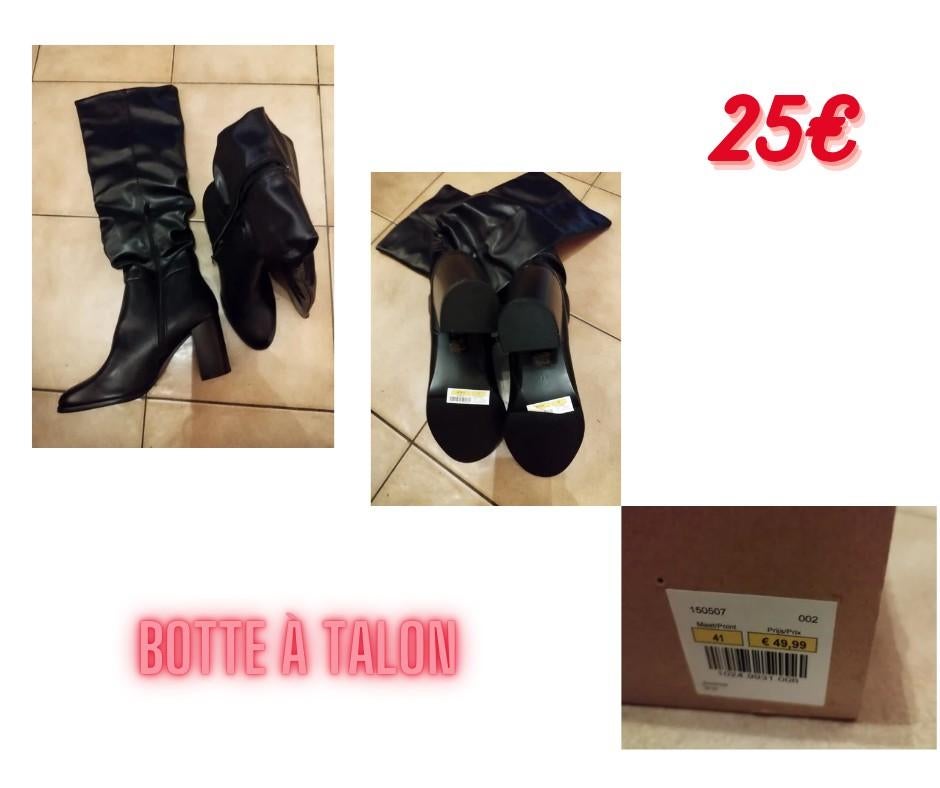 Bottes à talons, Ophalen, Hoge laarzen, Zwart, Nieuw