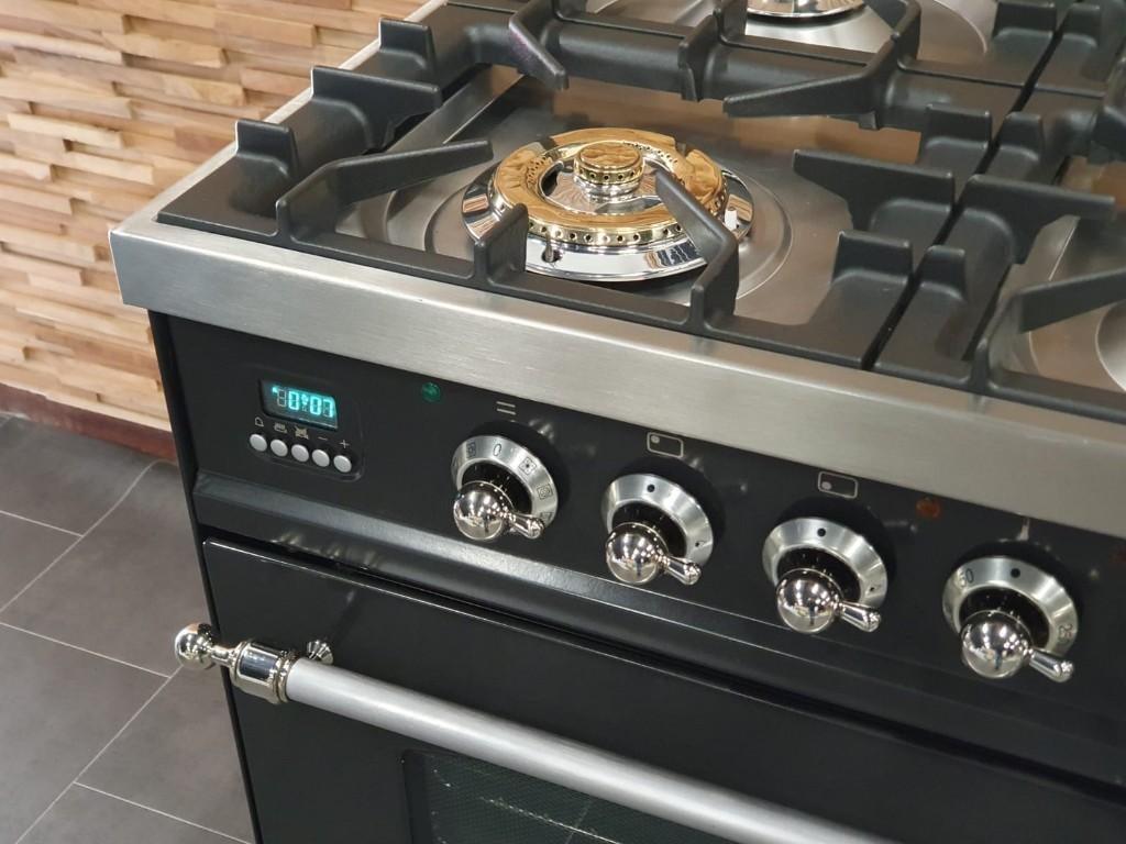 🔥Luxe Boretti Fornuis 100cm antraciet + rvs 6 pits 2 ovens, Elektronische apparatuur, Fornuizen, Ophalen, 60 cm of meer, Zo goed als nieuw