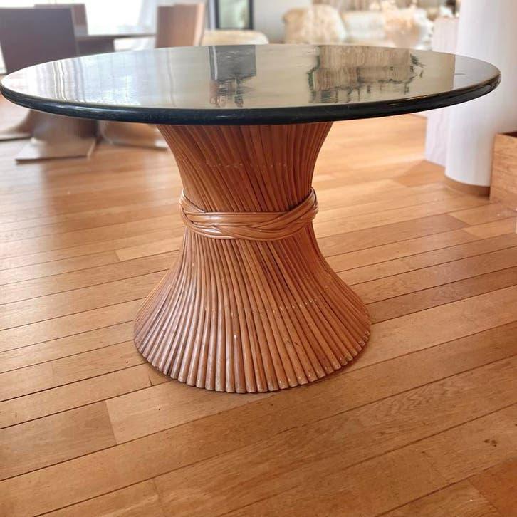 Vintage Hollywood Regency Wheat Sheaf eettafel marmeren blad, Enlèvement, Comme neuf