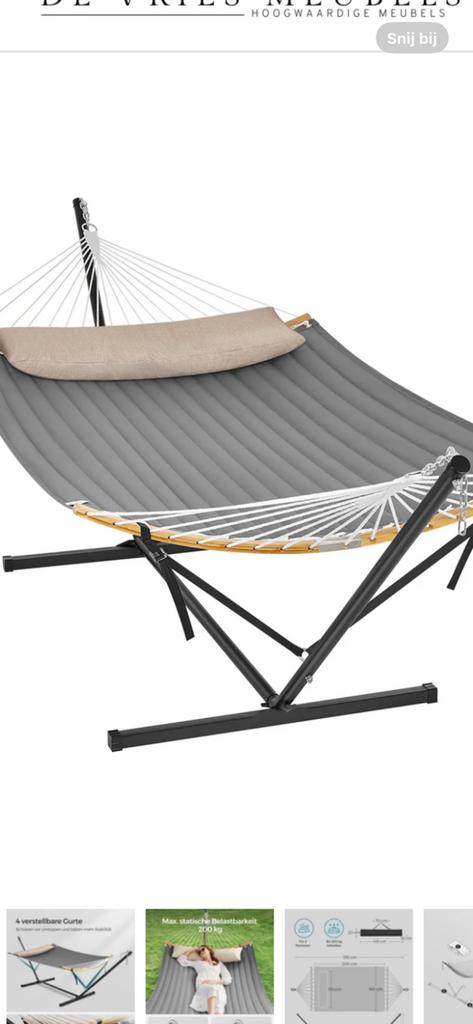 Hangmat 2 personen met metalen staander, Tuin en Terras, Ophalen, Zo goed als nieuw, Binnen