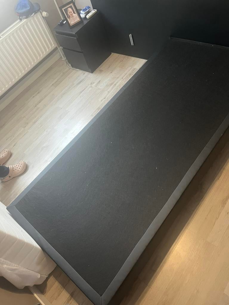 Enkele boxspring 90x200, Enlèvement, Comme neuf, Noir