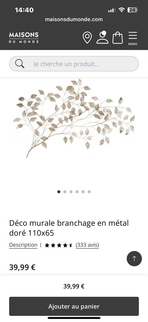 Maison du monde décoration murale fleur, Maison & Meubles, Enlèvement