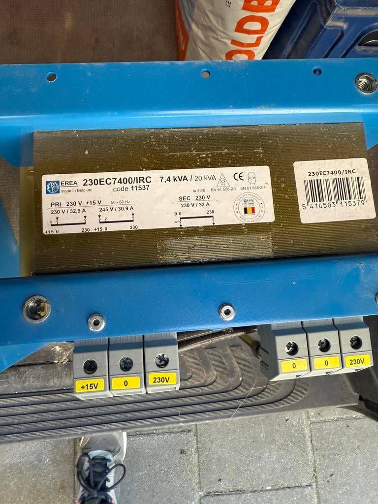 Transformateur monophasé EREA 230EC7400/IRC, Enlèvement