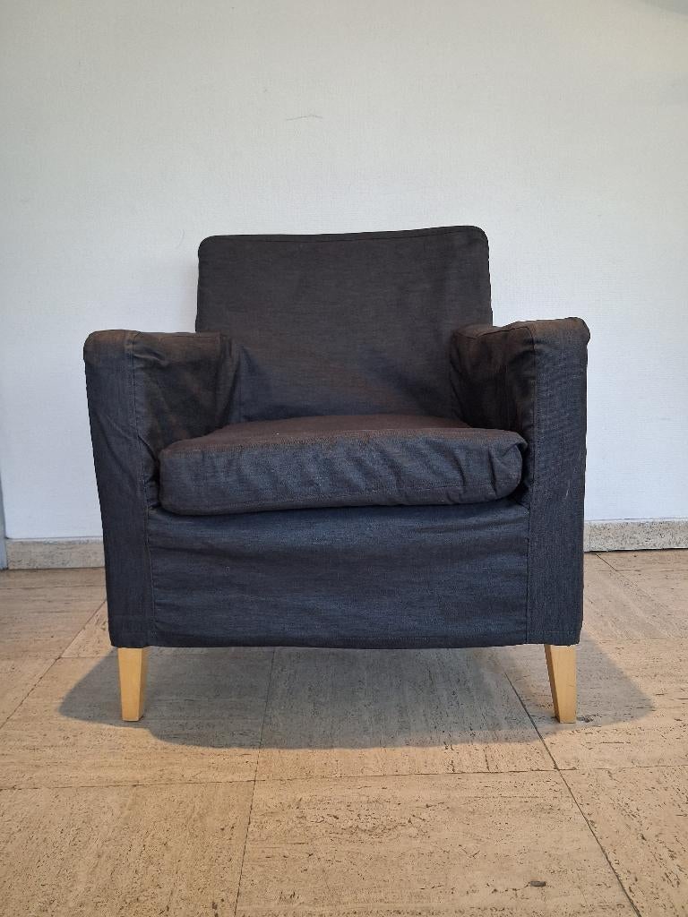 Fauteuil Ikea Karlstad gris anthracite, Maison & Meubles, Fauteuils, Comme neuf, Bois, 75 à 100 cm, 100 à 125 cm, Enlèvement