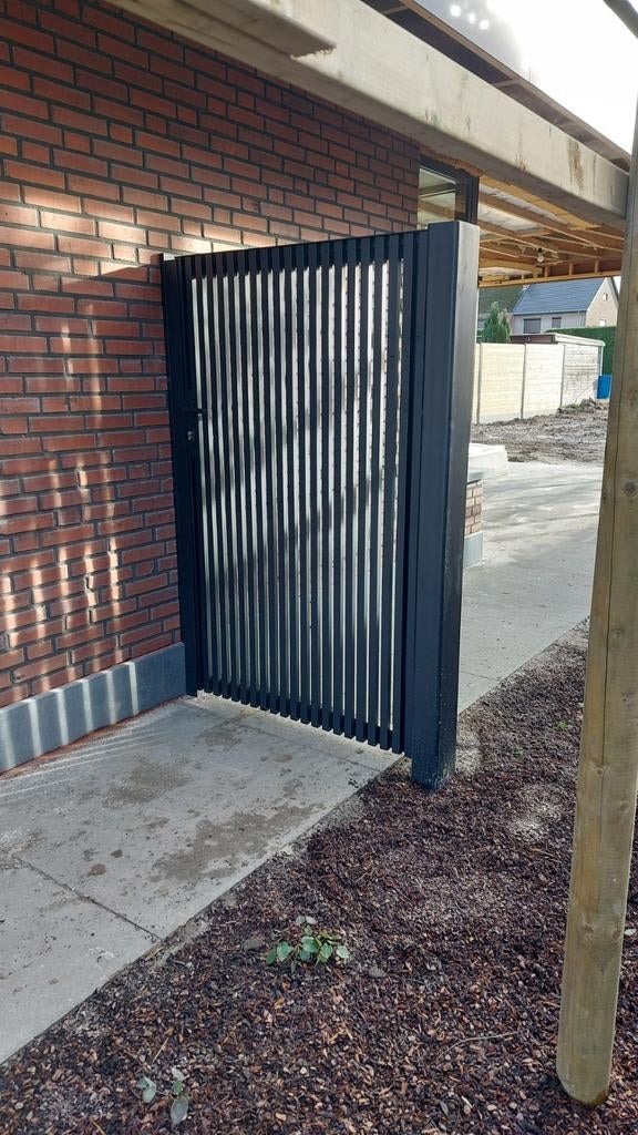 Poort op maat, alinel look, Tuin en Terras, Ophalen, Aluminium, Schuifpoort