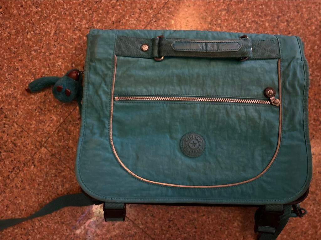 Kipling boekentas in Turquoise, Ophalen of Verzenden, Gebruikt, Blauw, Aktetas of Boekentas