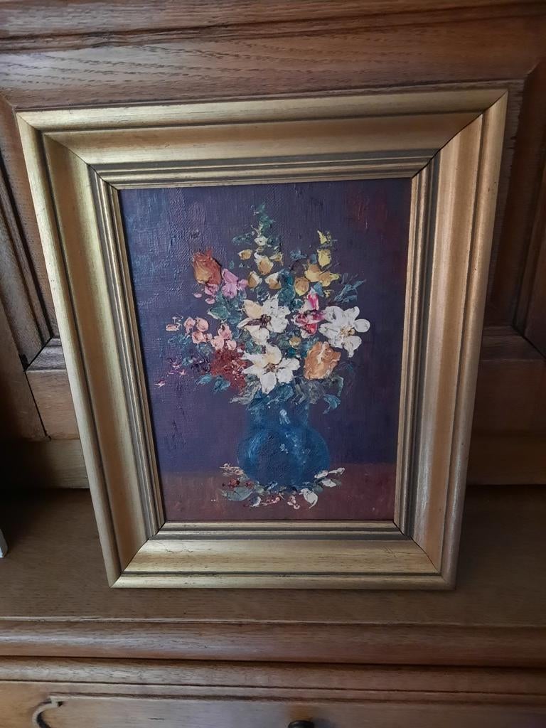 2 peintures à l'huile. 1 nature morte et 1 abstraite, Enlèvement