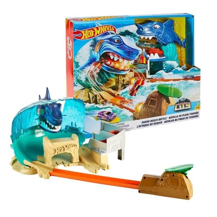 Hot Wheels City Shark Beach Battle Play Set - Mainan Track M, Enlèvement, Hot Wheels