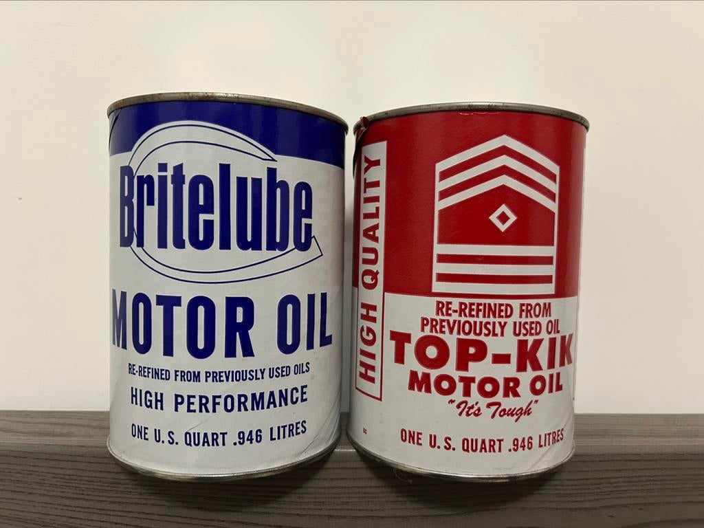 Lot Bidons d’huile olieblik one quart us Britelube / Top kik, Enlèvement ou Envoi