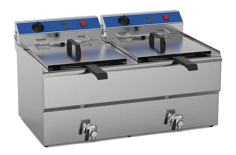 Friteuse tafelmodel 2 x 8L. Met aftapkraan, Ophalen, Nieuw in verpakking, Fornuis, Frituur en Grillen