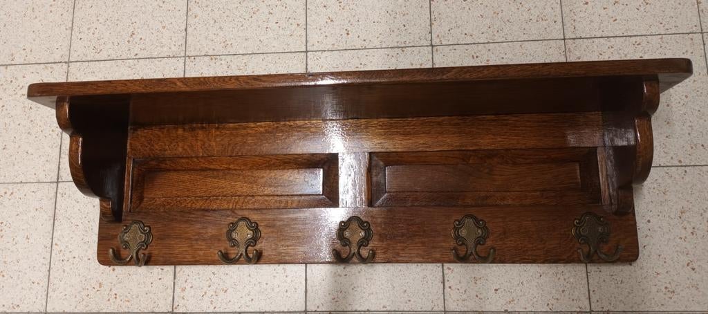 Eiken kapstok.met hoedenplank, Ophalen, Gebruikt