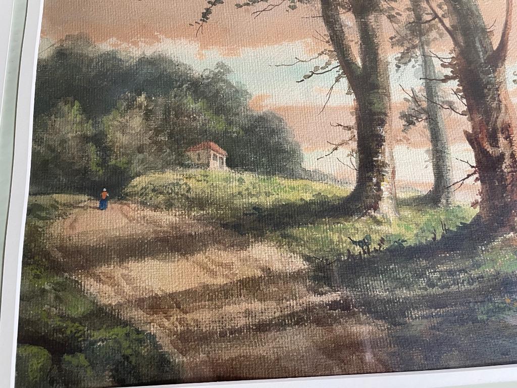 Aquarelle : "Paysage Animé" par Auguste Taurel (1859 - ?), Enlèvement