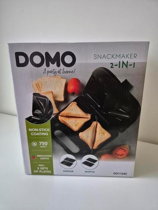Domo croque monsieur en wafelijzer 2-in-1 NIEUW, Ophalen of Verzenden, Uitneembare platen, Nieuw