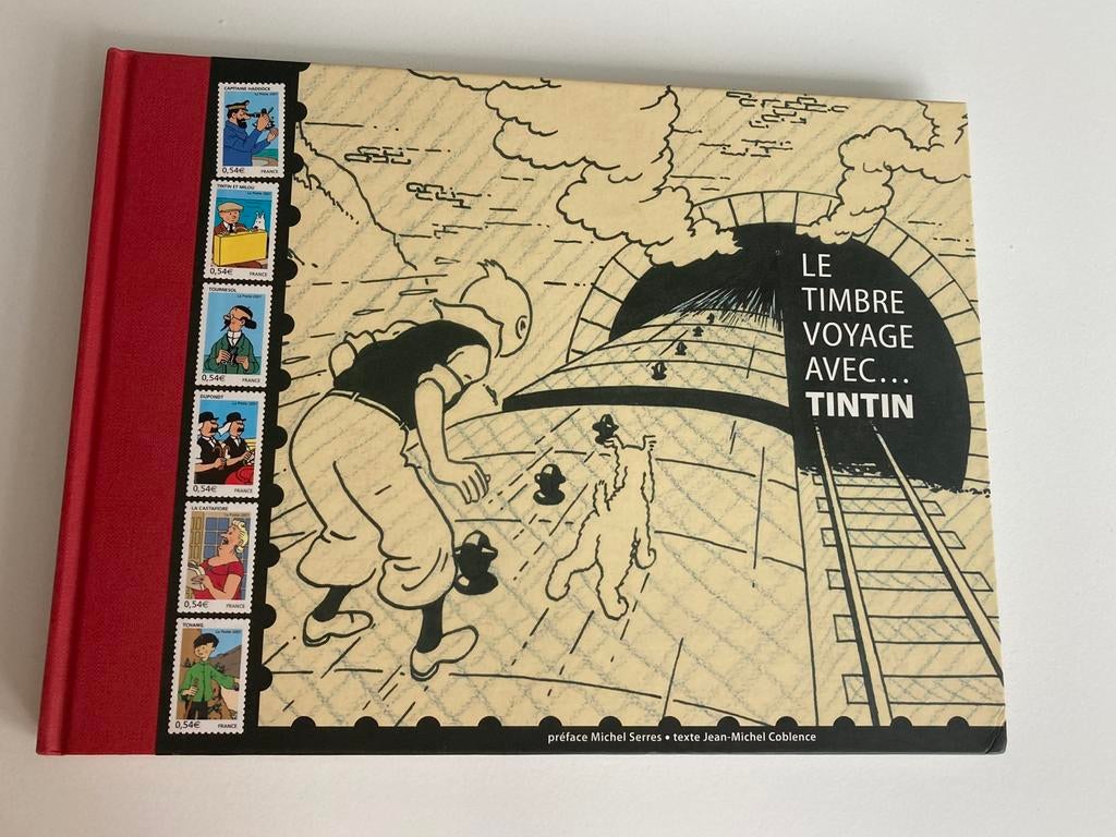 De reisstempel met Kuifje - compleet boek 6 postzegels, Verzamelen, Ophalen of Verzenden, Kuifje, Zo goed als nieuw, Boek of Spel