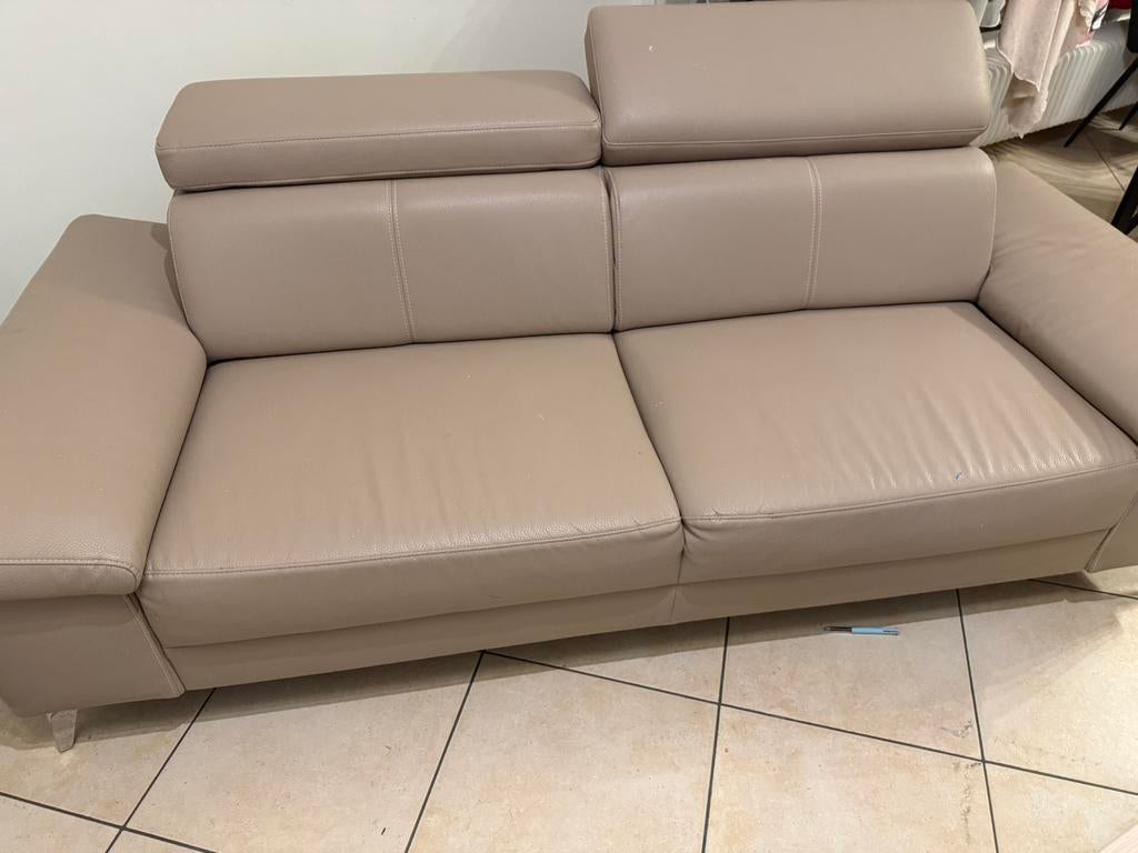 Canapé 2+2 en semi‑cuir – Bon état, Ophalen, Zo goed als nieuw, Leer