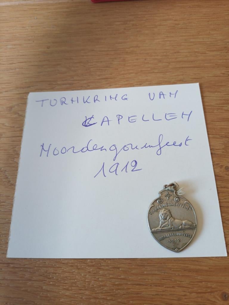 Herdenkingspenning Noordgouwfeest Capellen 1912, Postzegels en Munten, Ophalen of Verzenden