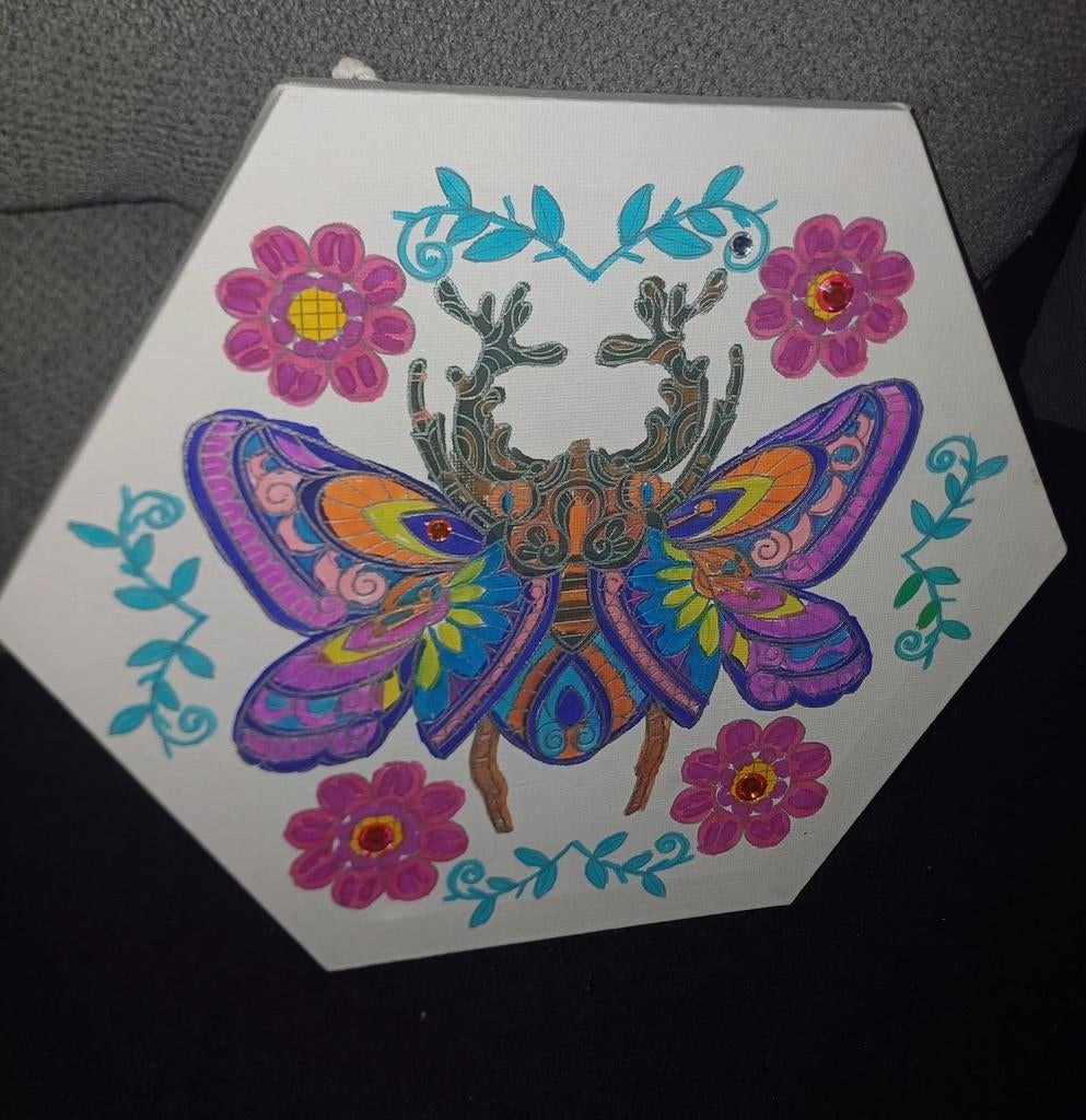 Canvas & schilderijen: handgekleurde mandala van een insect, Enlèvement ou Envoi