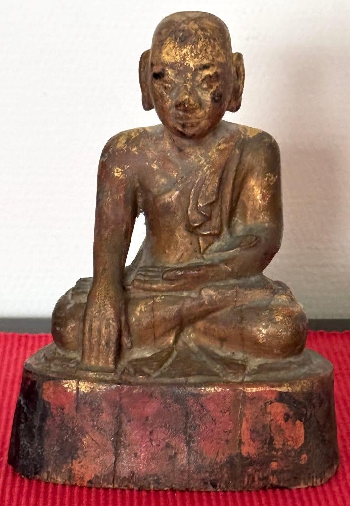 Birmese houten Boeddha, einde 18e eeuw, Antiek en Kunst, Ophalen of Verzenden