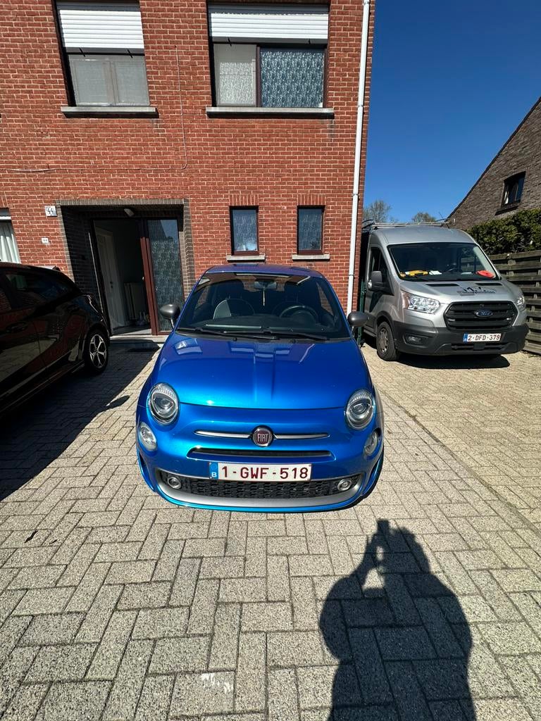 Fiat 500, Autos, Fiat, Particulier, Essence, Hatchback, 2 portes, Boîte manuelle, Bleu, Gris, Cuir et Tissu, Entretenue par le concessionnaire