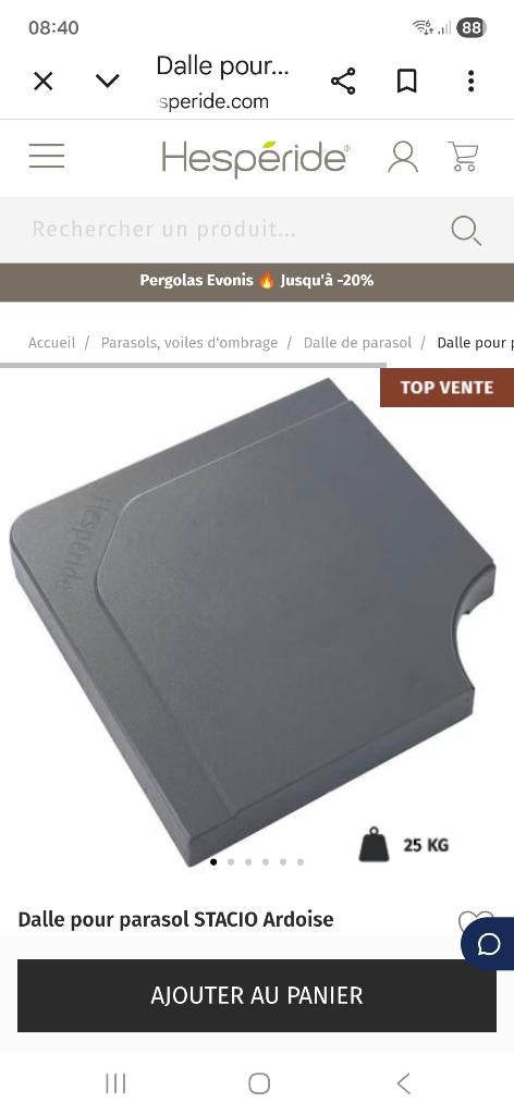 Dalles de parasol Stacio Ardoise, Enlèvement, Neuf, Moins de 1 mètre, Base de parasol