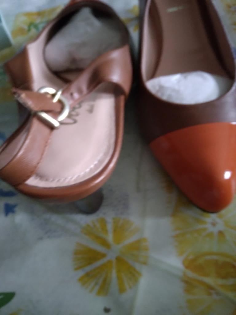 Bruin oranje zomerschoenen, Kleding | Dames, Ophalen of Verzenden, Bruin