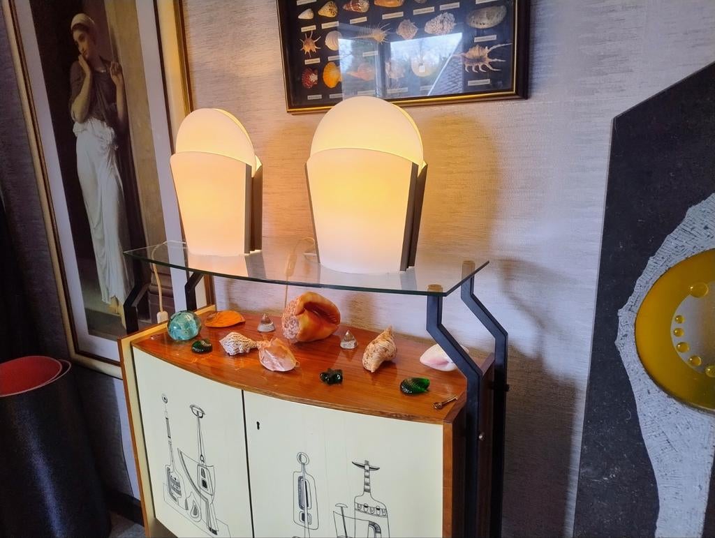 Paire de lampes de table Sun-Ra 8a par Samuel Parker pour Sl, Antiquités & Art, Antiquités | Éclairage, Enlèvement ou Envoi