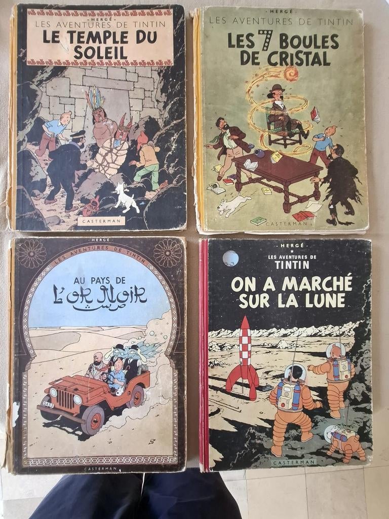 4 Tintin E.O in goede staat. De strips zijn compleet., Gelezen, Ophalen of Verzenden, Meerdere stripboeken, Hergé