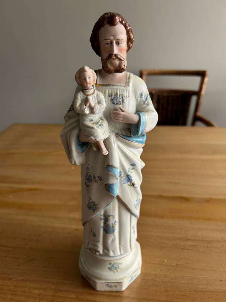 Sint-Jozef beeld biscuit porselien, Antiek en Kunst, Ophalen of Verzenden